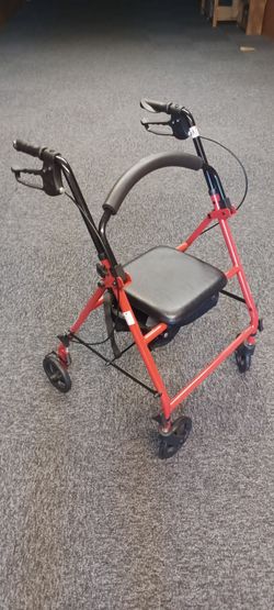 Aluminum Rollator Rolling Walker with Fold Up and Removable Back Support and Padded Seat.
Color: Red,
Make: Drive
