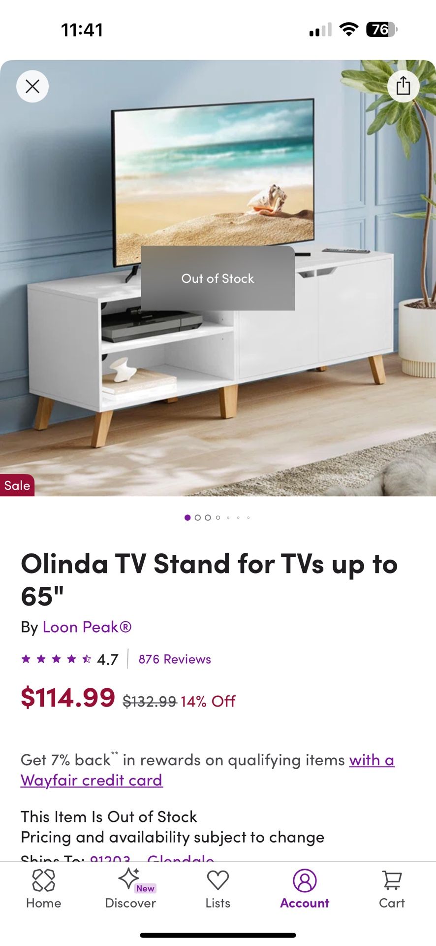 TV stand - Like new (Up To 65 Inch TV) 