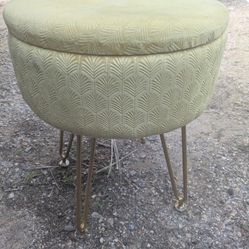 Yellow velvet stool with storage 