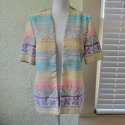 Vintage Leslie Belle Canada Open Jacket Women's Multicolor Polyester petite.
