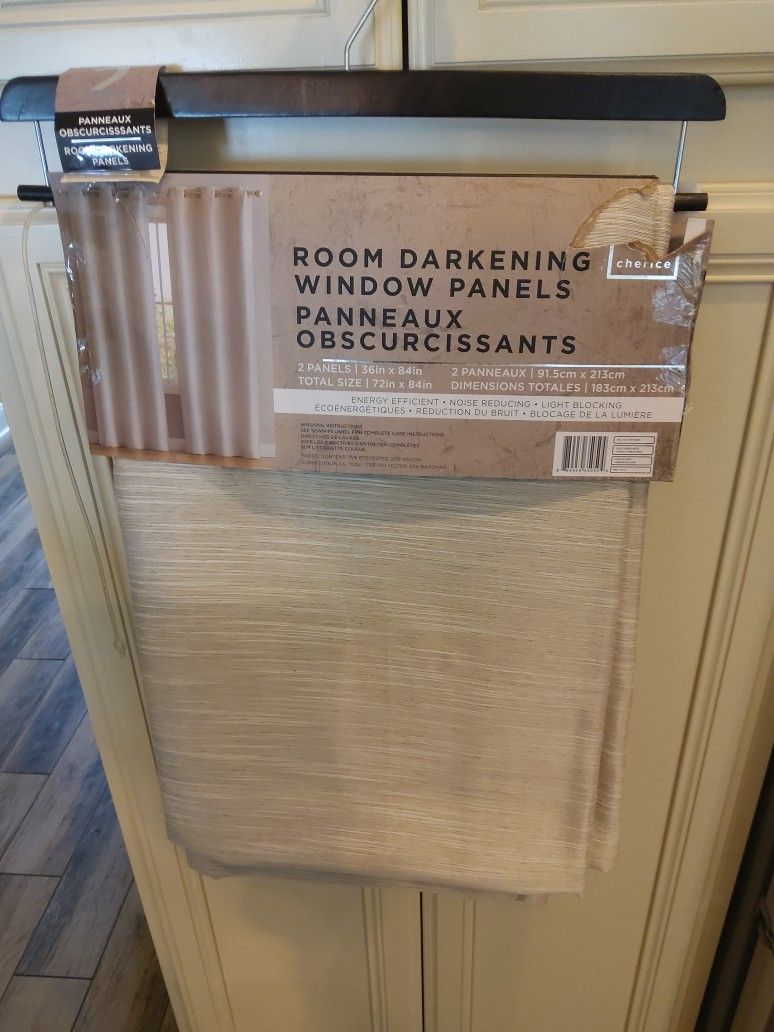Cherice Beige Blackout Grommet Curtin Panels.