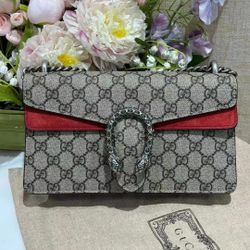 GG Gucci Supreme Monogram Mini Dionysus Shoulder Bag Hibiscus Red