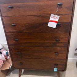 New Mid Century Chest.  Solid Wood / Walnut Finish.  48x17x53H.  Free Delivery!