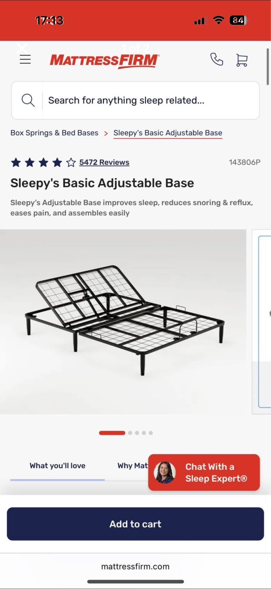 Sleepys basic adjustable base- King Size Bed Frame