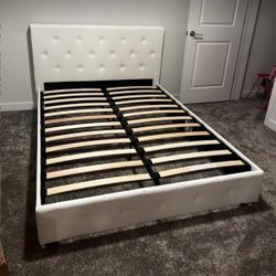 White Upholstered Faux Leather Bed 