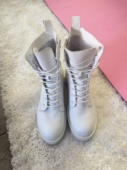 White Lace-Up Combat Boots | Steve Madden