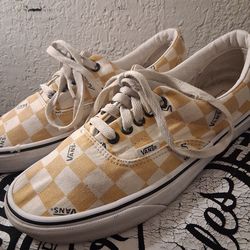 Vans Era Big Checkerboard Yolk Yellow True White Canvas Shoes.