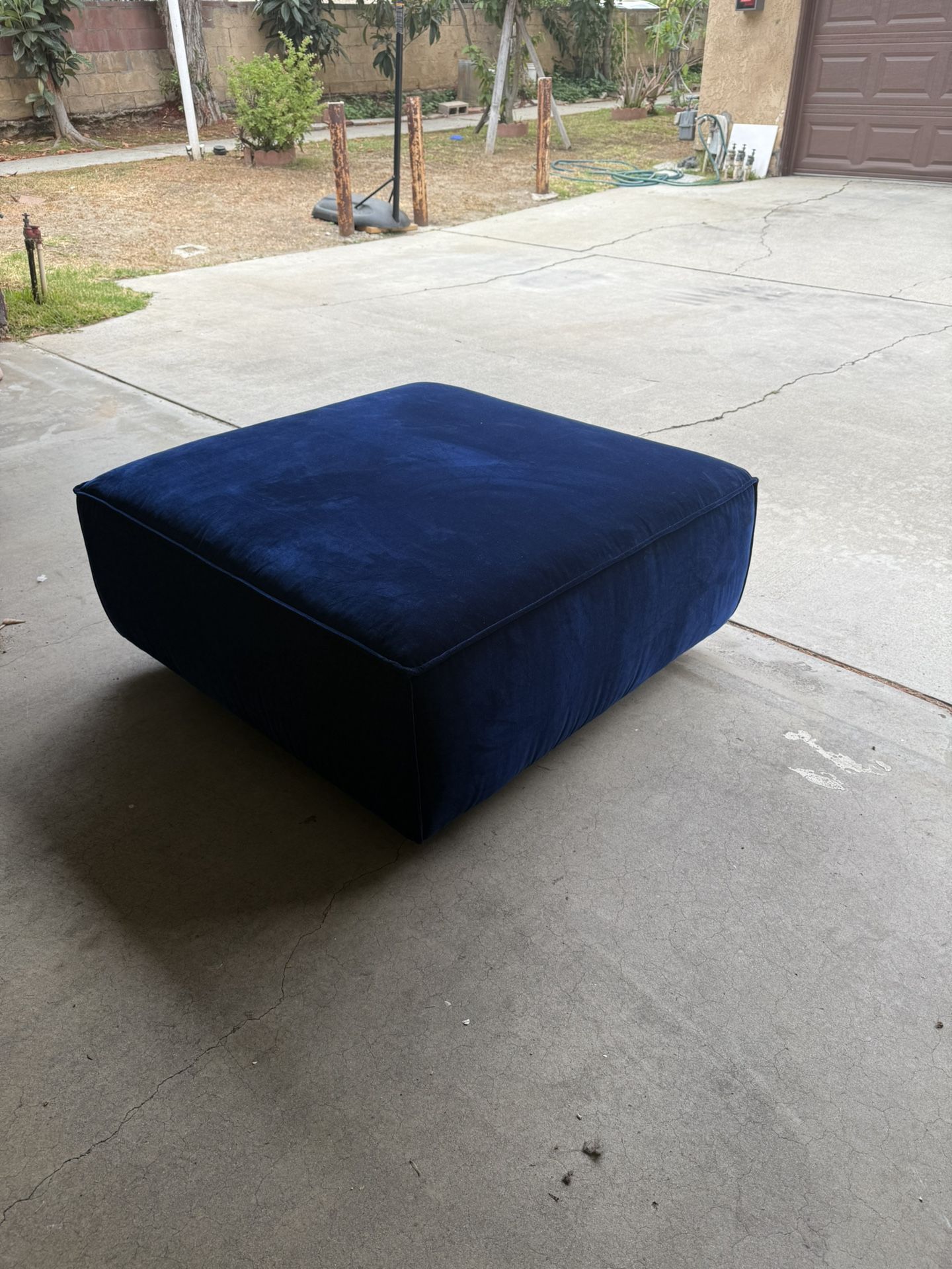 Blue Velvet Ottoman
