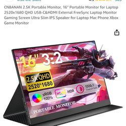 Portable Monitor 16’ 2.5k 
