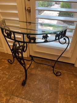 Half Moon Shaped Glass Table