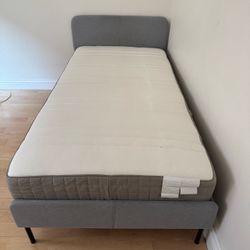 IKEA Twin Size Gray Bed Frame and 10” Firm Mattress Very Clean and Excellent Condition