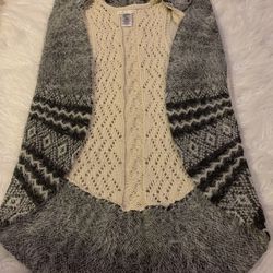 Max Studio Gray/Black Cotton Sweater Vest  - Size 10/12 Small cardigan 