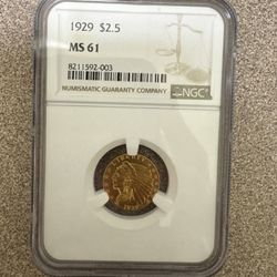 1929 $2.50 Gold Coin MS61