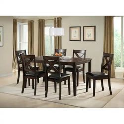 7-Piece Aged Cherry Wood X-Back Dining Set