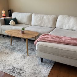 Beige Sectional w/Chaise (112” total length)