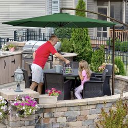 Brand New Offset Patio Umbrella With Cross Base Stand 