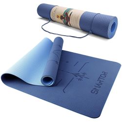 Yoga Mat, 6mm Thick Yoga Mat Non-Slip Exercise Fitness Mat with Carrying Strap, Eco Friendly Workout Mat for Yoga, Pilates & Floor Exercises