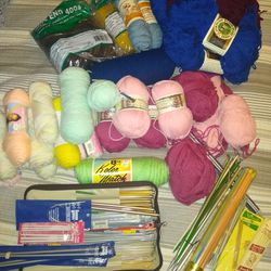 Knitting Supplies tools and yarn
