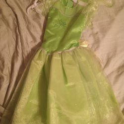 Green Colored Tinker Bell Dress Costume For Kids (Size Large)