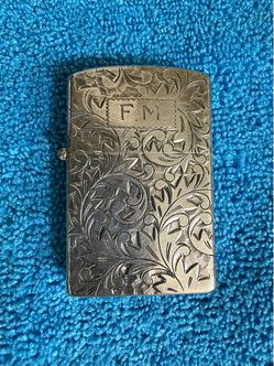 Sterling Silver FM, Engraved Cigarette Lighter Case-with Zippo Fitment