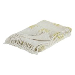 Handcrafted muted cotton throw with tassels