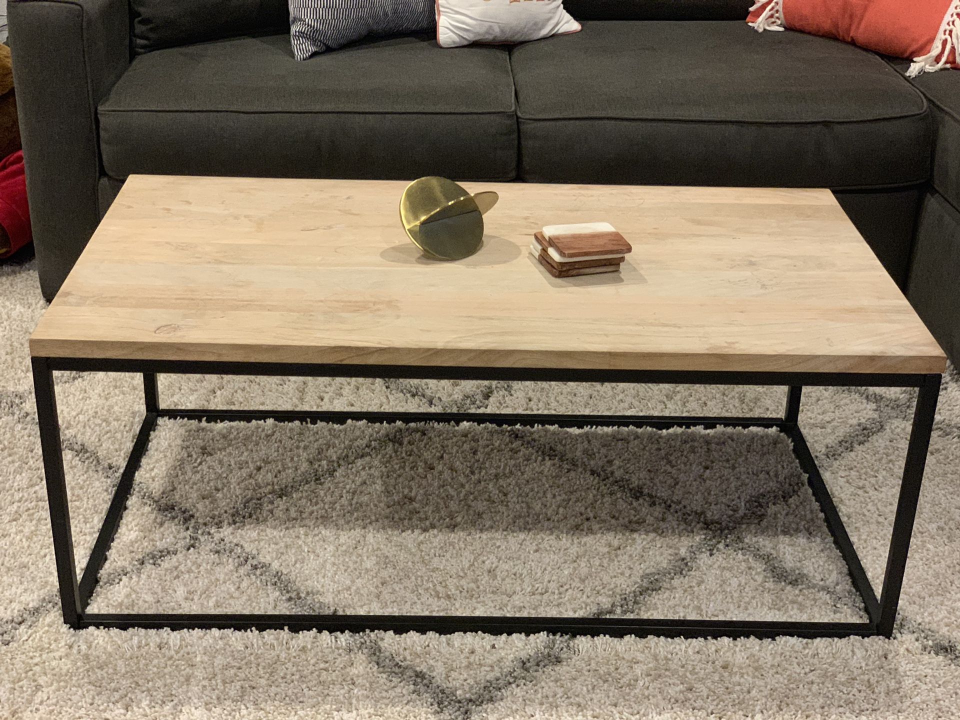 West Elm - Streamline Coffee Table - Whitewashed Mango Wood