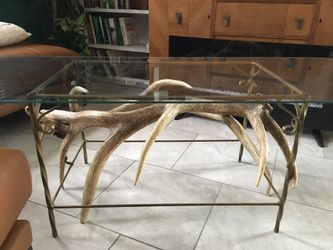 Elk Antler Glass Coffee Table