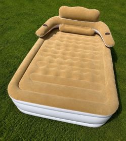 Luxury Inflatable Air Mattress with Backrest & Armrests – Double Size, Built-In Cup Holders
