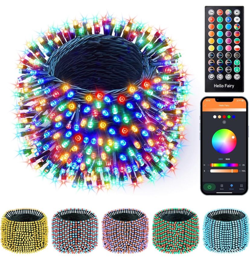 Color Changing Christmas Lights Outdoor, 66Ft 200 LED Smart RGB String Lights App Controlled, Dimmable Timer Twinkle Christmas Tree Lights, Xmas Tree 