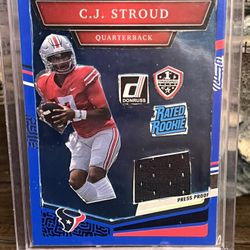 CJ Stroud Fan Art Card (custom) W/game Worn Jersey Patch