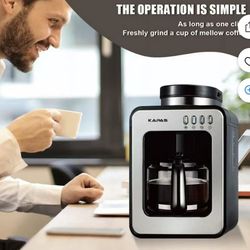 KAPAS Mini Automatic Coffee Machine With Grinding Function, Programmable Timer Mode and Keep Warm Plate,0.6L Capacity, 600W