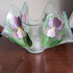 Hand painted Glass Candle Holder