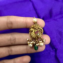 92.5 Silver Peacock Ear Tings Adorned With South Sea Pearls And Emerald Drops