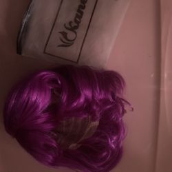 magenta short bob length synthetic hair wig small