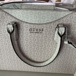 NWT Guess Tan Satchel Bag with Structured Design
