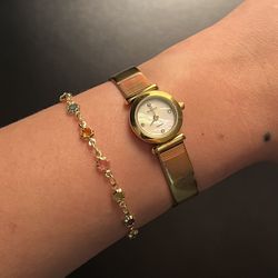 Vintage Gold SKAGEN Denmark Women’s Dress Watch with Mother of Pearl 17mm