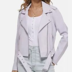 Levi’s Womens Faux Leather Belted Motorcycle Jacket Size Small Lilac
