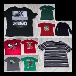 9 different Boys size 8 shirts! Vans, Grinch, Champion, Sonic, Marvel