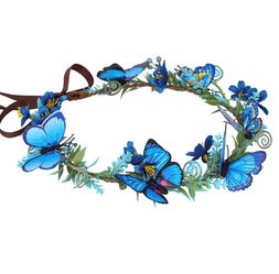 MOSTORY Blue Flower Butterfly Crown