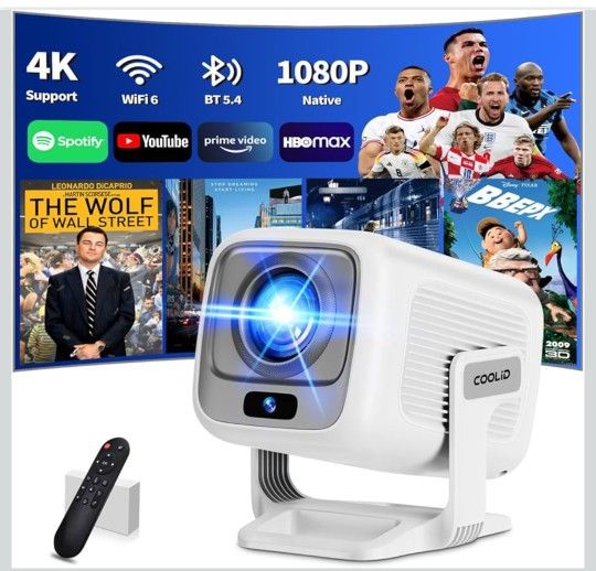 Mini Projector 1080P, Projector 4K Full HD, Smart Projector Featuring Auto Focus & Keystone Correction with Built-in Apps