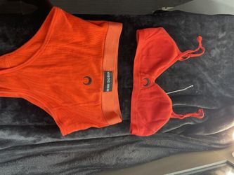 Marine Serre Vibrant Red Bra Set