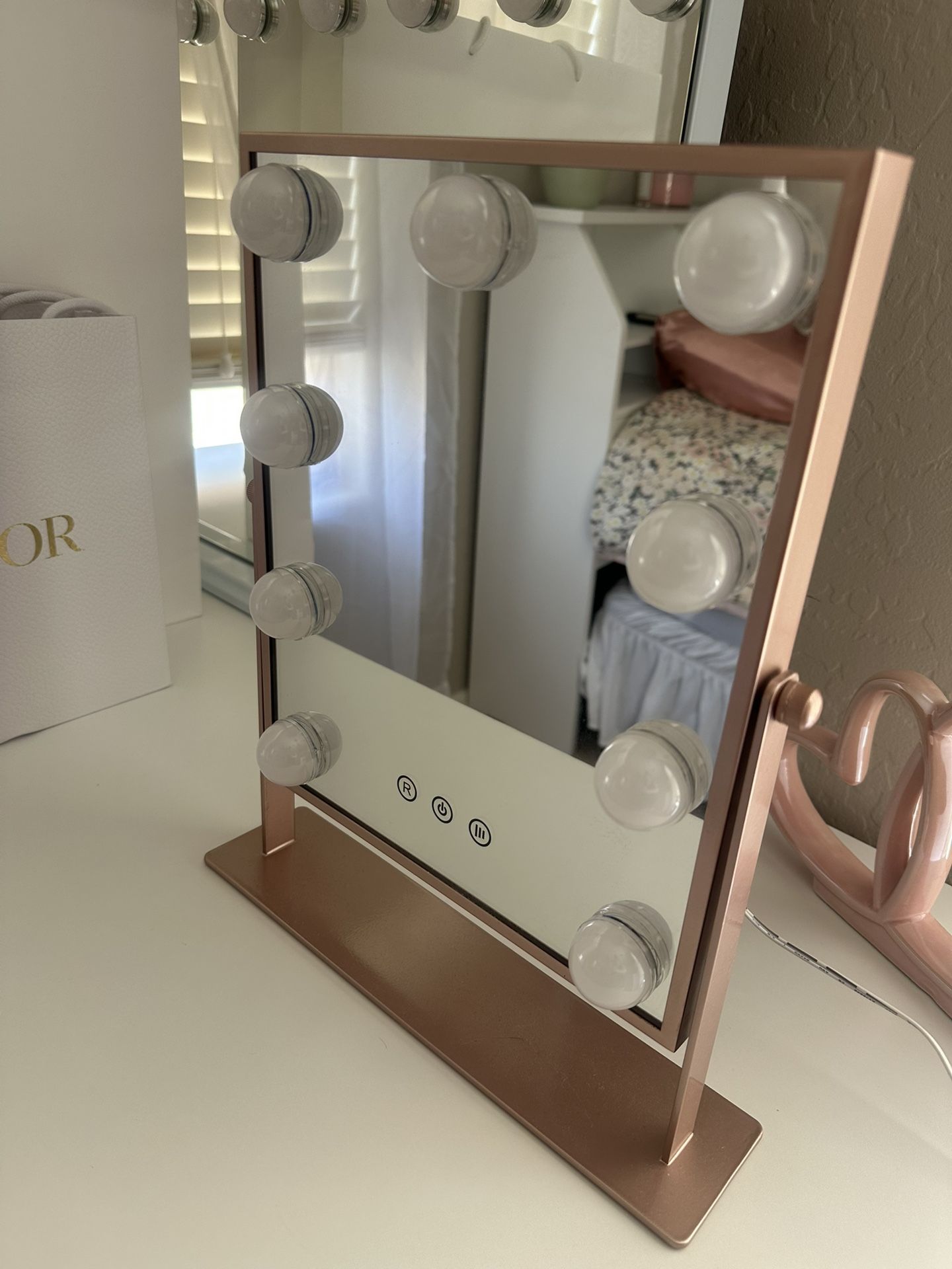 Vanity Makeup Mirror with Lights, Hollywood Large Mirror with Lights, Lighted Vanity Mirror with 9 Dimmable Bulbs & 3 Color Modes,Touch Control Tablet