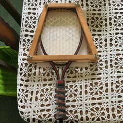 Vintage Mega Racquetball Racket & Wood Bracket 