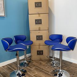 New 4 Blue Bar Stools 