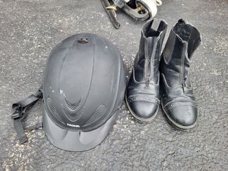 Horseback Riding Shoes And Helmet