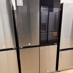New Samsung - Bespoke 29 Cu. Ft. 4-Door Flex French Door Smart Refrigerator with AI Family Hub+ - Stainless Steel Model: RF29DB9900QDAA
