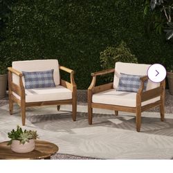 Mcclurg Acacia Premium All-Weather Wicker Outdoor Lounge Chair (Set of 2)