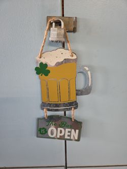 The Bar Is Open Tin Sign