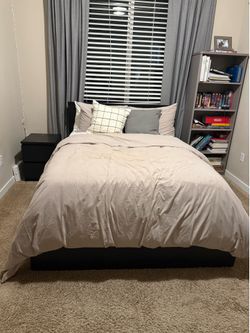 Full size ikea bed frame, mattress and matching nightstand
