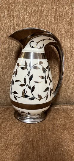 Myott Son & Co. Vintage yHand Painted Old Silver Lustre Pitcher